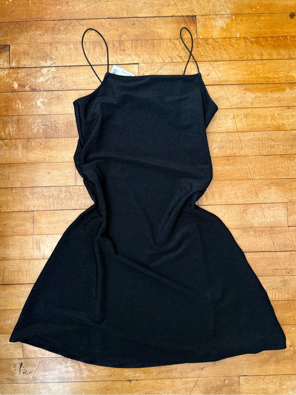 Black Sparkly Spaghetti Strap Slip Dress